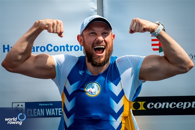 Roman Polianskyi, PR1 Mens Single Sculls, Ukraine, Gold, 2024 European Rowing Championships, Szeged, Hungary © World Rowing / Benedict Tufnell
