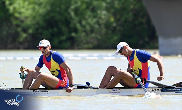 Florin Arteni (b), Florin Lehaci (s), Men's Pair, Romania, 2024 European Rowing Championships, Szeged, Hungary © Detlev Seyb / MyRowingPhoto.com