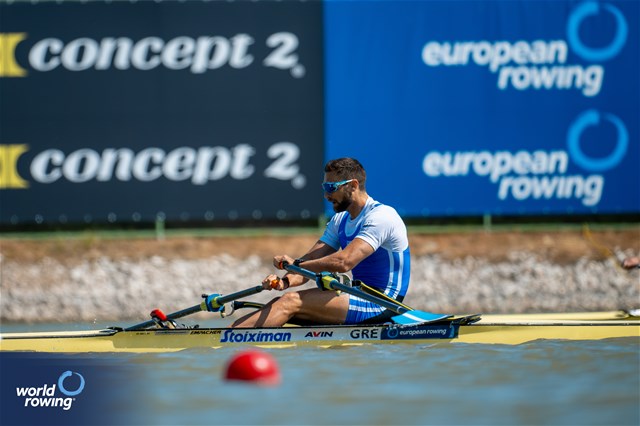 Stefanos Ntouskos, Men's Single Sculls, Greece, 2024 European Rowing Championships, Szeged, Hungary © World Rowing / Benedict Tufnell