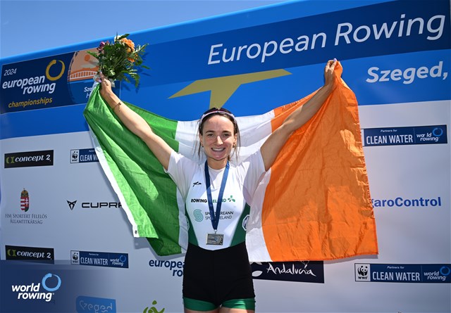 Margaret Cremen, Lightweight Women's Single Sculls, Ireland, Silver, 2024 European Rowing Championships, Szeged, Hungary © Detlev Seyb / MyRowingPhoto.com