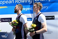 Oliver Wynne-Griffith (b), Tom George (s), Men's Pair, Great Britain, 2024 European Rowing Championships, Szeged, Hungary © Detlev Seyb / MyRowingPhoto.com