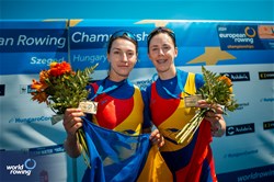 Ioana Vrinceanu (b), Roxana Anghel (s), Women's Pair, Romania, Gold, 2024 European Rowing Championships, Szeged, Hungary © World Rowing / Benedict Tufnell