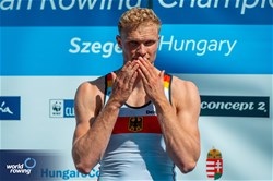 Oliver Zeidler, Men's Single Sculls, Germany, Gold, 2024 European Rowing Championships, Szeged, Hungary © World Rowing / Benedict Tufnell