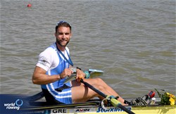 Stefanos Ntouskos, Men's Single Sculls, Greece, Silver, 2024 European Rowing Championships, Szeged, Hungary © Maren Derlien / MyRowingPhoto.com