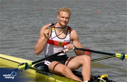 Oliver Zeidler, Men's Single Sculls, Germany, Gold, 2024 European Rowing Championships, Szeged, Hungary © Maren Derlien / MyRowingPhoto.com
