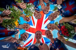 Heidi Long (b), Rowan Mckellar, Lauren Irwin, Eve Stewart, Holly Dunford, Emily Ford, Harriet Taylor, Annie Campbell-Orde (s), Henry Fieldman (c), Women's Eight, Great Britain, Silver, 2024 European Rowing Championships, Szeged, Hungary © World Rowing / Benedict Tufnell
