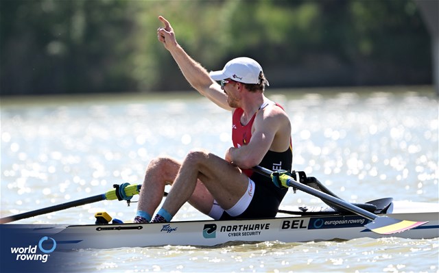 Tim Brys, Men's Single Sculls, Belgium, 2024 World Rowing European Olympic and Paralympic Qualification Regatta, Szeged, Hungary © Detlev Seyb / MyRowingPhoto.com
