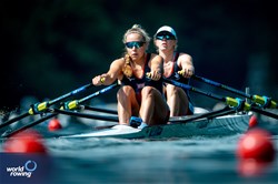 Mathilda Hodgkins-Byrne (b), Rebecca Wilde (s), Women's Double Sculls, Great Britain, 2024 World Rowing Final Olympic & Paralympic Qualification Regatta, Lucerne, Switzerland © World Rowing / Benedict Tufnell
