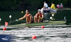 San Tung Lam (b), Chi Fung Chan (s), Men's Pair, Hong Kong, China, 2024 World Rowing Final Olympic & Paralympic Qualification Regatta, Lucerne, Switzerland © Detlev Seyb / MyRowingPhoto.com