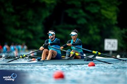 Diana Cristina Barcelos De Oliveira (b), Jairo Natanael Frohlich Klug (s), PR3 Mixed Double Sculls, Brazil, 2024 World Rowing Final Olympic & Paralympic Qualification Regatta, Lucerne, Switzerland © World Rowing / Benedict Tufnell
