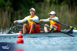 Xixi Wang (b), Yunlong Wu (s), PR3 Mixed Double Sculls, People's Republic of China, 2024 World Rowing Final Olympic & Paralympic Qualification Regatta, Lucerne, Switzerland © World Rowing / Benedict Tufnell