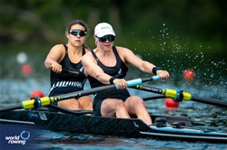 Kate Haines (b), Alana Sherman (s), Women's Pair, New Zealand, 2024 World Rowing Final Olympic & Paralympic Qualification Regatta, Lucerne, Switzerland © World Rowing / Benedict Tufnell