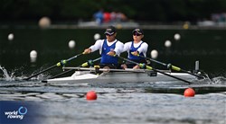 Numtip Sinchai (b), Phongsakon Chumchai (s), PR2 Mixed Double Sculls, Thailand, 2024 World Rowing Final Olympic & Paralympic Qualification Regatta, Lucerne, Switzerland © Detlev Seyb / MyRowingPhoto.com