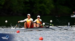 Xixi Wang (b), Yunlong Wu (s), PR3 Mixed Double Sculls, People's Republic of China, 2024 World Rowing Final Olympic & Paralympic Qualification Regatta, Lucerne, Switzerland © Detlev Seyb / MyRowingPhoto.com