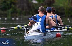 Marco Frank (b), Tommaso Schettino, Carolina Foresti, Ludovica Tramontin (s), Enrico D'Aniello (c), PR3 Mixed Coxed Four , Italy, 2024 World Rowing Final Olympic & Paralympic Qualification Regatta, Lucerne, Switzerland © Detlev Seyb / MyRowingPhoto.com