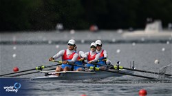 Jiin Bae (b), Hyounjoo Kang, Seonwoong Choi, Seungho Lee (s), Hakyung Seo (c), PR3 Mixed Coxed Four , Republic of Korea2024 World Rowing Final Olympic & Paralympic Qualification Regatta, Lucerne, Switzerland © Detlev Seyb / MyRowingPhoto.com