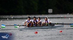 Jiin Bae (b), Hyounjoo Kang, Seonwoong Choi, Seungho Lee (s), Hakyung Seo (c), PR3 Mixed Coxed Four , Republic of Korea, 2024 World Rowing Final Olympic & Paralympic Qualification Regatta, Lucerne, Switzerland © Detlev Seyb / MyRowingPhoto.com