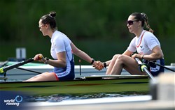 Emma Cornelis (b), Josephine Cornut (s), Women's Pair, France, 2024 World Rowing Final Olympic & Paralympic Qualification Regatta, Lucerne, Switzerland © Detlev Seyb / MyRowingPhoto.com