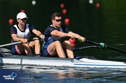 Joerg Auerbach (b), Armin Auerbach (s), Men's Pair, Austria, 2024 World Rowing Final Olympic & Paralympic Qualification Regatta, Lucerne, Switzerland © Detlev Seyb / MyRowingPhoto.com