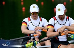 Jasmina Bier (b), Paul Umbach (s), PR2 Mixed Double Sculls, Germany, 2024 World Rowing Final Olympic & Paralympic Qualification Regatta, Lucerne, Switzerland © Maren Derlien / MyRowingPhoto.com