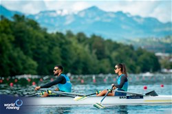 Gessyca Guerra (b), Michel Gomes Pessanha (s), PR2 Mixed Double Sculls, Brazil, 2024 World Rowing Final Olympic & Paralympic Qualification Regatta, Lucerne, Switzerland © World Rowing / Benedict Tufnell