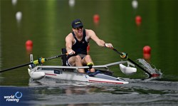 Andrew Mangan, PR1 Mens Single Sculls, United States of America, 2024 World Rowing Final Olympic & Paralympic Qualification Regatta, Lucerne, Switzerland © Detlev Seyb / MyRowingPhoto.com
