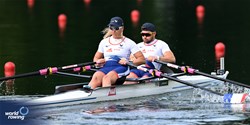 Benjamin Daviet (b), Perle Bouge (s), PR2 Mixed Double Sculls, France, 2024 World Rowing Final Olympic & Paralympic Qualification Regatta, Lucerne, Switzerland © Detlev Seyb / MyRowingPhoto.com