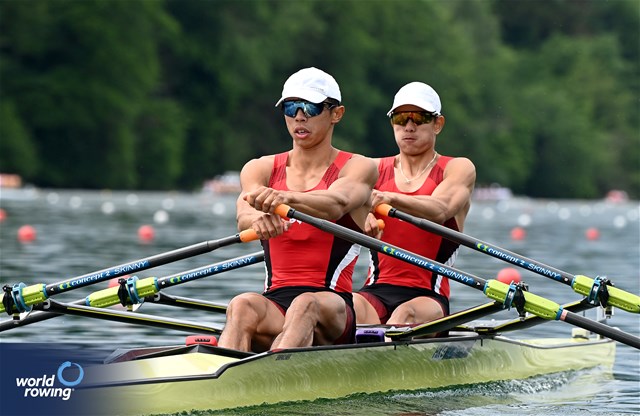 Tik Lun Chan (b), Hin Chun Chiu (s), Lightweight Men's Double Sculls, Hong Kong, China, 2024 World Rowing Final Olympic & Paralympic Qualification Regatta, Lucerne, Switzerland © Maren Derlien / MyRowingPhoto.com