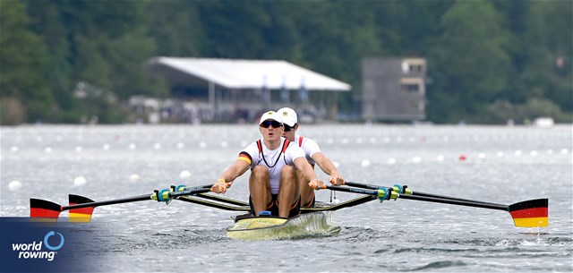Paul Leerkamp (b), Jonathan Rommelmann (s), Lightweight Men's Double Sculls, Germany, 2024 World Rowing Final Olympic & Paralympic Qualification Regatta, Lucerne, Switzerland © Maren Derlien / MyRowingPhoto.com