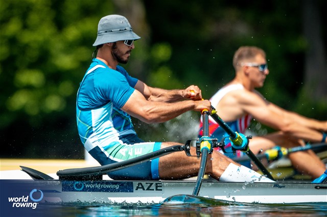Bahman Nasiri, Men's Single Sculls, Azerbaijan, 2024 World Rowing Final Olympic & Paralympic Qualification Regatta, Lucerne, Switzerland © World Rowing / Benedict Tufnell