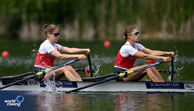 Olivia Nacht (b), Eline Rol (s), Lightweight Women's Double Sculls, Switzerland, 2024 World Rowing Final Olympic & Paralympic Qualification Regatta, Lucerne, Switzerland © Detlev Seyb / MyRowingPhoto.com