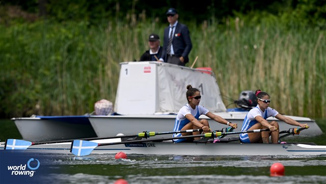 Dimitra Eleni Kontou (b), Zoi Fitsiou (s), Lightweight Women's Double Sculls, Greece, 2024 World Rowing Final Olympic & Paralympic Qualification Regatta, Lucerne, Switzerland © Detlev Seyb / MyRowingPhoto.com