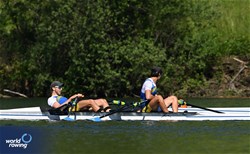 Jonas Richter (b), Hugo Nerud (s), Men's Double Sculls, Sweden, 2024 World Rowing Final Olympic & Paralympic Qualification Regatta, Lucerne, Switzerland © Detlev Seyb / MyRowingPhoto.com
