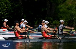 Zikang Yao (b), Bohao Zhu (s), Lightweight Men's Double Sculls, People's Republic of China, 2024 World Rowing Final Olympic & Paralympic Qualification Regatta, Lucerne, Switzerland © Maren Derlien / MyRowingPhoto.com