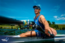 Davide Mumolo, Men's Single Sculls, Italy, 2024 World Rowing Final Olympic & Paralympic Qualification Regatta, Lucerne, Switzerland © World Rowing / Benedict Tufnell