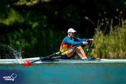 Mihai Chiruta, Men's Single Sculls, Romania, 2024 World Rowing Final Olympic & Paralympic Qualification Regatta, Lucerne, Switzerland © World Rowing / Benedict Tufnell