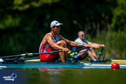 Piotr Plominski, Men's Single Sculls, Poland, 2024 World Rowing Final Olympic & Paralympic Qualification Regatta, Lucerne, Switzerland © World Rowing / Benedict Tufnell