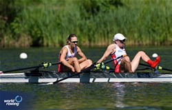 Jessika Sobocinska (b), Zuzanna Jasinska (s), Women's Double Sculls, Poland, 2024 World Rowing Final Olympic & Paralympic Qualification Regatta, Lucerne, Switzerland © Detlev Seyb / MyRowingPhoto.com