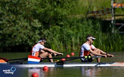 Nicolas Van Sprang (b), Guillaume Krommenhoek (s), Men's Pair, Netherlands, 2024 World Rowing Final Olympic & Paralympic Qualification Regatta, Lucerne, Switzerland © Detlev Seyb / MyRowingPhoto.com