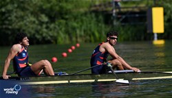 Yusuf Ziya Ates (b), Enes Biber (s), Men's Pair, Turkiye, 2024 World Rowing Final Olympic & Paralympic Qualification Regatta, Lucerne, Switzerland © Detlev Seyb / MyRowingPhoto.com