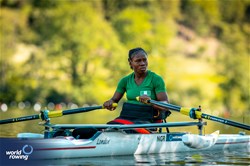 Mary Alayode Oluwatoyin, PR1 Womens Single Sculls, Nigeria, 2024 World Rowing Final Olympic & Paralympic Qualification Regatta, Lucerne, Switzerland © World Rowing / Benedict Tufnell