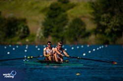 Julius Christ (b), Soenke Kruse (s), Men's Pair, Germany, 2024 World Rowing Final Olympic & Paralympic Qualification Regatta, Lucerne, Switzerland © World Rowing / Benedict Tufnell