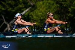 Mathilda Hodgkins-Byrne (b), Rebecca Wilde (s), Women's Double Sculls, Great Britain, 2024 World Rowing Final Olympic & Paralympic Qualification Regatta, Lucerne, Switzerland © World Rowing / Benedict Tufnell