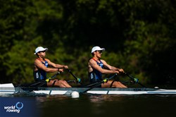 Masahiro Takeda (b), Tatsuya Sakurama (s), Men's Double Sculls, Japan, 2024 World Rowing Final Olympic & Paralympic Qualification Regatta, Lucerne, Switzerland © World Rowing / Benedict Tufnell