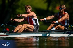 Frederic Vystavel (b), Joachim Sutton (s), Men's Pair, Denmark, 2024 World Rowing Final Olympic & Paralympic Qualification Regatta, Lucerne, Switzerland © World Rowing / Benedict Tufnell