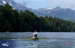 Eskil Borgh, Men's Single Sculls, Sweden, 2024 World Rowing Final Olympic & Paralympic Qualification Regatta, Lucerne, Switzerland © Maren Derlien / MyRowingPhoto.com