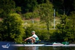 Konan Pazzaia, Men's Single Sculls, Ireland, 2024 World Rowing Final Olympic & Paralympic Qualification Regatta, Lucerne, Switzerland © World Rowing / Benedict Tufnell