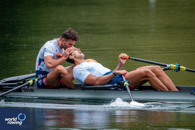 Martin Mackovic (b), Nikolaj Pimenov (s), Men's Double Sculls, Serbia, 2024 World Rowing Final Olympic & Paralympic Qualification Regatta, Lucerne, Switzerland © World Rowing / Benedict Tufnell