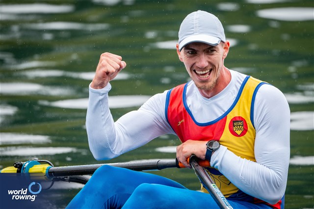 Mihai Chiruta, Men's Single Sculls, Romania, 2024 World Rowing Final Olympic & Paralympic Qualification Regatta, Lucerne, Switzerland © World Rowing / Benedict Tufnell