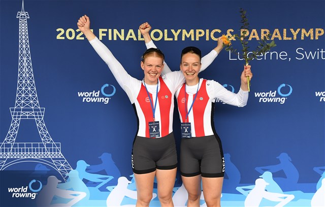 Hedvig Laerke Rasmussen (b), Fie Udby Erichsen (s), Women's Pair, Denmark, Gold, 2024 World Rowing Final Olympic & Paralympic Qualification Regatta, Lucerne, Switzerland © Maren Derlien / MyRowingPhoto.com